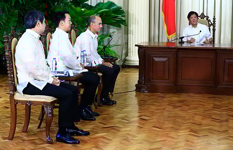 PRESIDENT Ferdinand Marcos Jr. welcomes to the Palace McKinsey & Company executives, namely (from left) managing partner Jon Canto, Southeast Asia managing partner Albert Chang, and global managing partner and CEO Bob Sternfels.