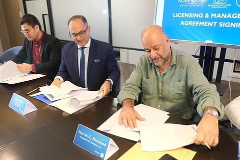 Memorandum of Agreement signing with RHR associate director for Business Development Mario Cuengco, RHR senior vice president and Business Unit general manager Barun Jolly, and HHI president Haresh Hiranand.