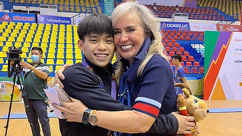 Carlos Yulo & Gymnastics Association of the Philippines (GAP) president Cynthia Carrion