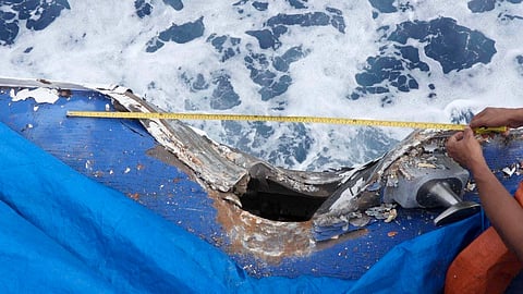 The PCG released this image of the damage in the auxiliary room on the port side of the Coast Guard ship BRP Bagacay (MRRV-4410).
