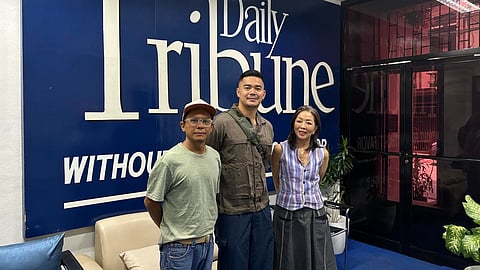CONTEMPORARY artist-designers Rey Donaire and Leeroy New with co-founder of ArteFino as well as president and executive director of Lopez Group Foundation and Lopez Museum and Library Cedie Lopez-Vargas.