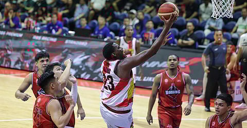Jordan Adams fires 50 points in San Miguel Beer's 128-108 drubbing of Blackwater in the PBA Governors' Cup.