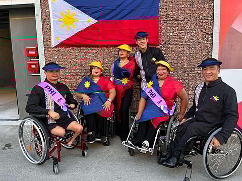 ALLAIN Ganapin (third from left) and other Filipino para athletes in Ernie Gawilan, Cendy Asusano, Angel Otom, Agustina Bantiloc and Jerrold Mangliwan brace for action in the Paris Paralympics that open on Thursday morning (Manila time) in the French capital.