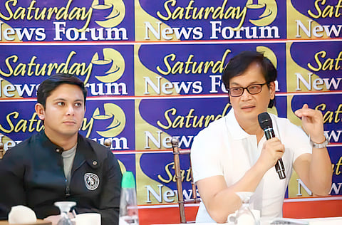 Department of Justice Assistant Secretary Mico Clavano (left) and Interior and Local Government Secretary Benhur Abalos discusses what awaits after the arrest of former Bamban, Tarlac Mayor Alice Guo. Abalos enumerated lapses among agencies that led to the fugitive to slip out of the country.