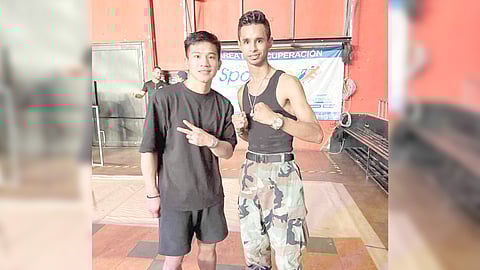 (Left)Carl Jammes Martin boost his unbeaten record to 24-0 with 19 knockouts after his second-round stoppage of Mexican Anthony Salas in Culiacan, Sinaloa, Mexico.