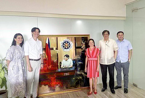 The proud moment, at the turnover of President Ferdinand ‘Bongbong’ Marcos Jr.’s portrait, is shared by (from left) former Quezon Rep. Trina Enverga, Quezon Representative Mark Enverga, First Lady Marie Louise ‘Liza’ Araneta-Marcos and artist Mark Rocha Padernal.