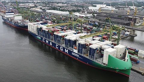 THE CMA CGM Bahia, a 13,200-TEU capacity container vessel, is docked at Rio Brasil Terminal, one of International Container Terminal Services Inc.’s five carbon-neutral terminals worldwide. With a length of 336 meters, the boxship is among the largest of its class operating on the longest route connecting Asia to the East Coast of South America. This modern ship is equipped with eco-friendly features, including an innovative exhaust gas recirculation system that helps lower carbon emission, and a bow wind deflector that helps lower fuel consumption.