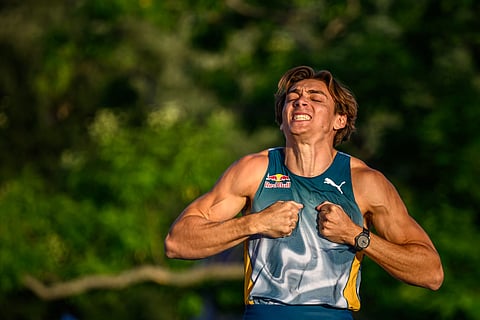 ARMAND Duplantis celebrates a victorious end to a fruitful season with a gold medal in the Diamond League finals in Brussels.