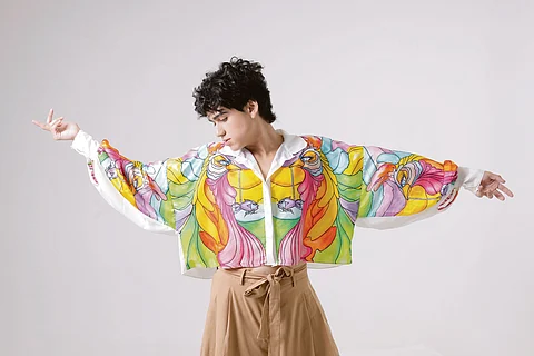Sarimanok Printed Batwing on Italian silk and Georgette silk shirt from Basil.