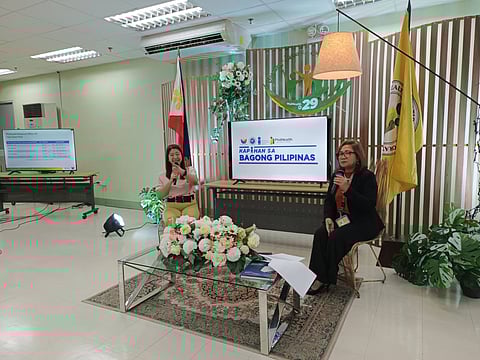 PhilHealth Region VII Regional Vice President Marjorie Cabrieto (right) discloses the disbursement of P5.3 billion in claims payments from January to August 2024 during the Kapihan sa Bagong Pilipinas media forum in Cebu City. The forum was hosted by PIA-7 Regional Director Fayette Rinen (left).