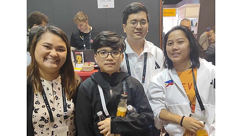JAN Jodilyn Fronda, Daniel Quizon, Pau Bersamina and Janelle Mae Frayna smile after towing the Philippines to 13th spot in the 45th FIDE Chess Olympiad at the BOK Sports Hall in Budapest, Hungary.