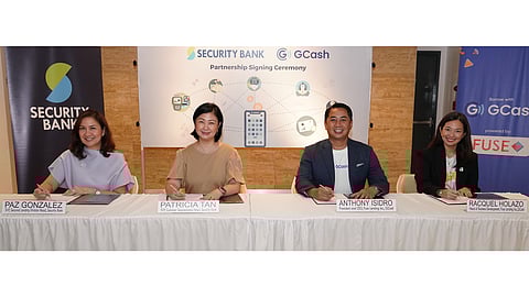 Landmark tie-up was signed among (from left) Security Bank SVP secured lending division head Paz Gonzales, SVP customer segmentation head Patricia Tan, Fuse Lending president and CEO Tony Isidro and head of business development Racquel Holazo.