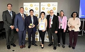 The recognition was conferred during the 47th International Hospital Federation (IHF) World Hospital Congress, held in Rio de Janeiro, Brazil. Representing Makati Medical Center to receive the plaque were Interim Co-President and CEO and medical director, Saturnino P. Javier (third from left) and Pharmacy and Therapeutics division hHead Hazel Faye Docuyanan (fourth from left).
