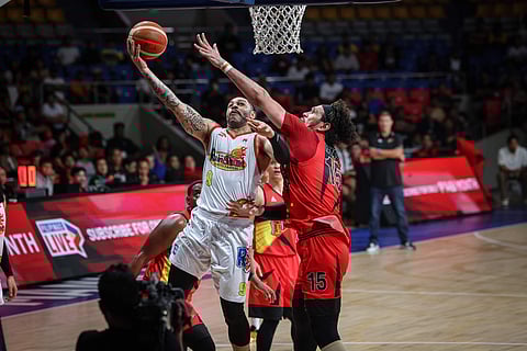 Aaron Fuller's defense on San Miguel Beer center June Mar Fajardo has played a key role in Rain or Shine's 122-112 win in the PBA Governors' Cup.