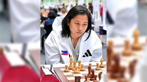 JANELLE Frayna pumps life into the Filipinos’ campaign in the 45th FIDE Chess Olympiad at the BOK Sports Hall in Budapest.