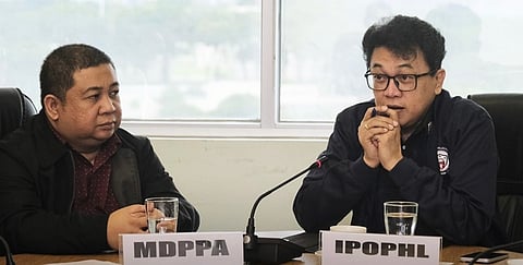 MDPPA President and Kawasaki Motors (Phils.) Corp. Senior Manager Alexander Cumpas and IPOPHL Deputy Director General Nathaniel Arevalo during the signing of an E-Commerce Memorandum of Understanding aiming at combatting counterfeit motorcycle parts and accessories.