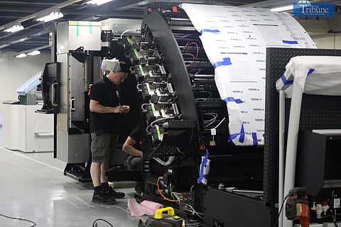 (September 24 2024)…………On Tuesday, September 24, 2024, foreign technician were seen mending a MIRU System machine at the National Printing Office, which will be used to print ballots and other accountable and non-accountable forms for the 2025 National and Local elections.………Photo/Analy Labor