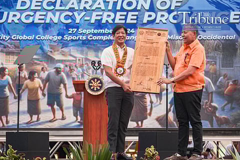 LOOK: President Ferdinand Marcos Jr. attends the declaration of Misamis Occidental as an insurgency-free province, a result of efforts by the national and local governments, security forces, and the community. For over 50 years, the province was plagued by rebel groups, particularly CPP-NPA-NDF’s guerilla fronts Joji and Sendong, which hindered government services. The dismantling of these rebel groups, officially completed in December 2023, was achieved through military operations and local government initiatives, including incentives for the rebels' surrender. The provincial government's infrastructure improvements have bolstered peace and economic activities.