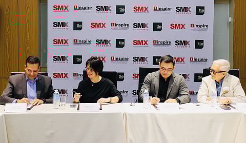 Innovative partnership From left: SM Hotels and Corporation senior Vice President Walid Wafik, The Little Entrepreneurship Singapore Co-Founder Kathleen Yao, INSPIRE Leadership Consultant Jeff Manhilot and INSPIRE co-founder and director Francis Kong ink the memorandum of understanding for the partnership on leadership program.