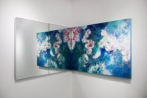 ‘I Must Have Flowers, Always, and Always’ (acrylic on canvas, 36 by 48 inches, 2024).