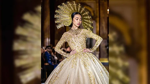 Maymay Entrata wears the Leo Almodal gown.