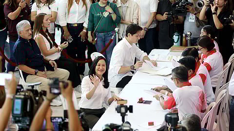 LOOK: Incumbent Quezon City Mayor Joy Belmonte and Vice Mayor Gian Sotto filed their Certificates of Candidacy (CoC) at the Amoranto Sports Complex in Quezon City. They will run anew for mayor and vice mayor of Quezon City, respectively.
