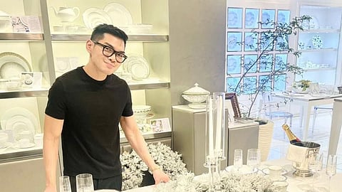 Winter luxe. Tablescape by fashion designer Chris Nick Delos Reyes.