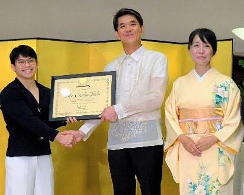 Mr. Carlos Yulo with Ambassador Endo Kazuya and Madame Endo Akiko