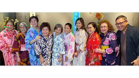 Ikebana International Manila Chapter 108 Group 3 members: Leny Fabul, Nonnette Hubilla, Jane Chilip, Joy Balatbat, Jean Año, Dotz Lorenzo, Nikki Chato, Clarissa Gonzalez, Lettie Ligon and Father Jason Dy.