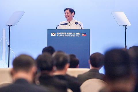 President Ferdinand R. Marcos Jr. delivers his remarks during the Philippines-Korea Business Forum at the Manila Hotel on Monday, 7 October 2024.