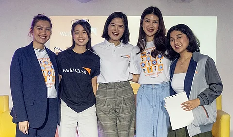 World Vision fund raising manager Cherry Valencia (center) with World Vision ambassadors (from left) Mav Gonzales, Zachi Chua, Janina Vela and Leanne Gacusan.