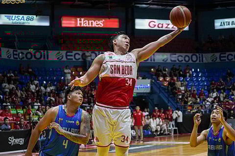 Bismarck Lina finally shows what he’s made of during San Beda University’s 79-65 victory over Arellano University on Saturday in Season 100 NCAA basketball tournament at the Filoil EcoOil Centre in San Juan.