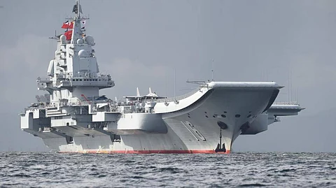 The Liaoning seen in Hong Kong waters in 2017.