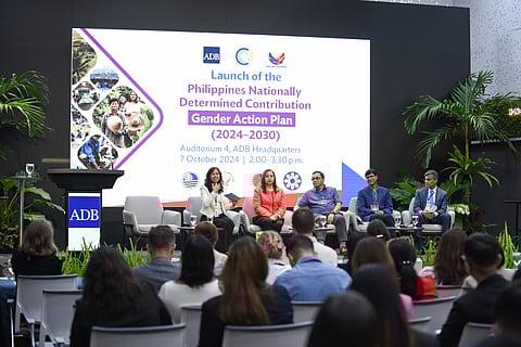 Asian Development Bank, Climate Change Commission and Department of Environment and Natural Resources officials at the launching of the Philippines Nationally Determined Contribution Gender Action Plan 2024-2030.