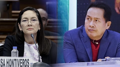 (FILE PHOTO) (R) Kingdom of Jesus Christ founder and leader Pastor Apollo Quiboloy, (L) Senator Risa Hontiveros