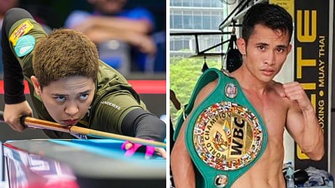 Lady cuemaster Rubilen Amit and boxing champ Melvin Jerusalem