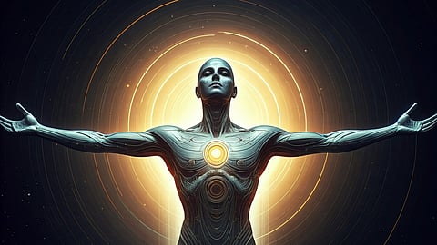 Interpretation AI God, an interpretation by Imagen 3, not the digital art for auction.