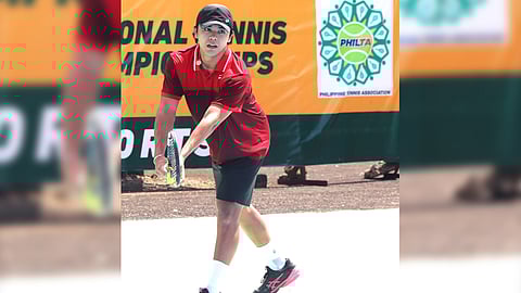Eric Jed Olivarez books a 6-4, 6-1 win over John Benedict Aguilar to rule the Rep. Edwin National Open Championship at the Olivarez Sports Center in Parañaque City.