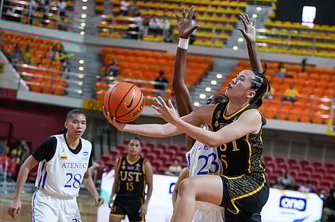 Kent Pastrana steps up, lifting the UST Growling Tigresses to a 77-73 win over the Ateneo Blue Eagles in Season 87 UAAP women’s basketball tournament.