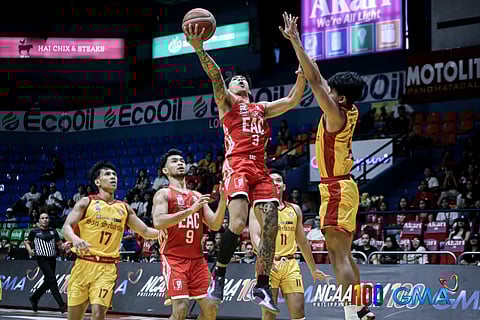 King Gurtiza tows Emilio Aguinaldo College to a 101-94 win over San Sebastian College on Saturday in their Season 100 NCAA men’s basketball game.