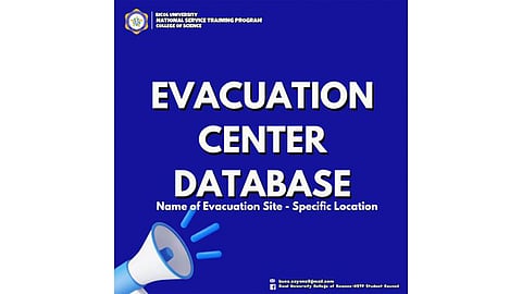 Announcement visual for Evacuation sites in Legazpi, Albay