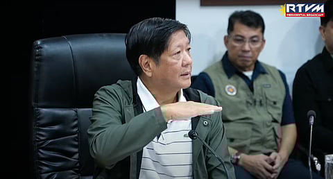 President Ferdinand "Bongbong" Marcos Jr. presides over the Situation Briefing on the Effects of Tropical Storm Kristine at the NDRRMC Headquarters at Camp Aguinaldo in Quezon City