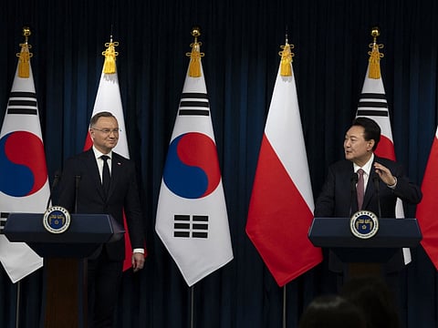 Polish President Andrzej Duda meets his South Korean counterpart, Yoon Suk Yeol, in Seoul.