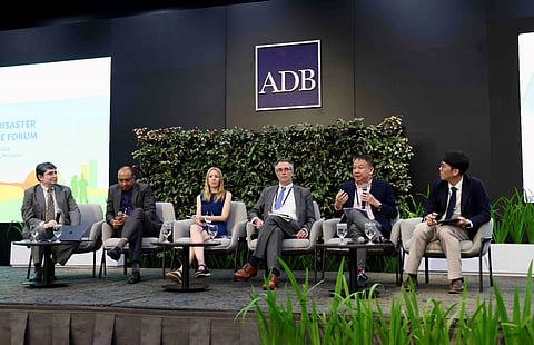 From Left to Right: Moderator Arup Chatterjee, ADB Principal Financial Sector Specialist; Anuj Kumbhat, Co-Founder and CEO WRMS Global; Maria Mateo, Co-Founder and CEO IBISA Network; Brandon Mathews, CEO and Co-Founder Stonestep Ag; Lorenzo Chan, Jr. President and CEO Pioneer Insurance.; and Jae-hoon Sung, Senior Research Fellow Korea Rural Economic Institute.