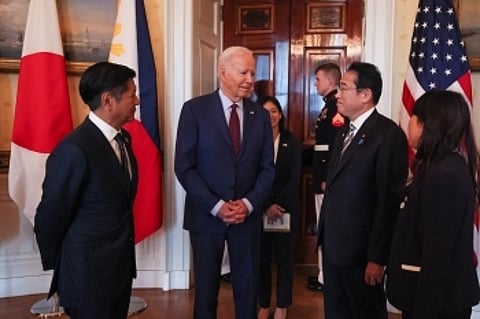On 11 April, Japanese Prime Minister KISHIDA Fumio convened a summit in Washington, D.C., with U.S. President Joseph R. Biden, Jr. and Philippine President Ferdinand R. Marcos, Jr. The leaders discussed shared regional priorities and issued a "Joint Vision Statement" outlining their commitment to cooperation. The summit, lasting approximately 50 minutes, emphasized strengthened ties between Japan, the United States, and the Philippines to address mutual security, economic, and diplomatic goals.