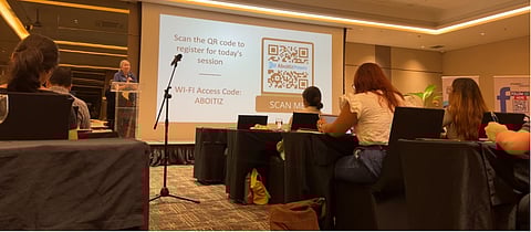Department of Energy supervising science research specialist Mark Christian Marollano remotely lectures on participants to the Power 101 seminar.