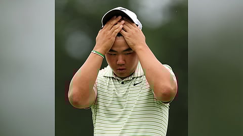 Tom Kim says sorry for damaging a locker following an emotional playoff loss in the Genesis Championship at the Jack Nicklaus Club in Incheon.