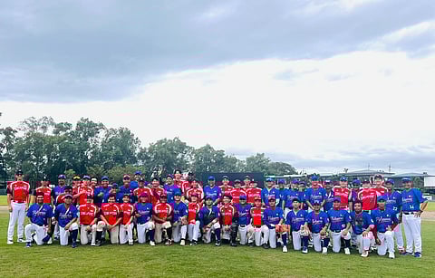 Philippines National Baseball Team takes photo with the singapore team