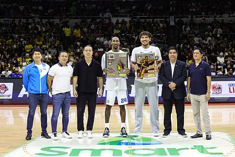 June Mar Fajardo of San Miguel and Rondae Hollis-Jefferson of TNT take the PBA Governors’ Cup top awards Sunday at the Smart Araneta Coliseum.