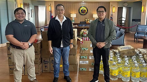 ABOITIZ InfraCapital, led by AIC first fice president for Corporate Affairs Christopher M. Camba (right) and AIC external affairs manager Keith Martin Quimno (left), led the turnover of 150 food packs and 150 five-liter water containers for Ilonggo families affected by typhoon ‘Kristine. ’ These were received by Iloilo City Administrator Melchor U. Tan (center) in Iloilo City Hall on 28 October. Overall, AIC has assisted 2,750 families affected by typhoon ‘Kristine’ nationwide.